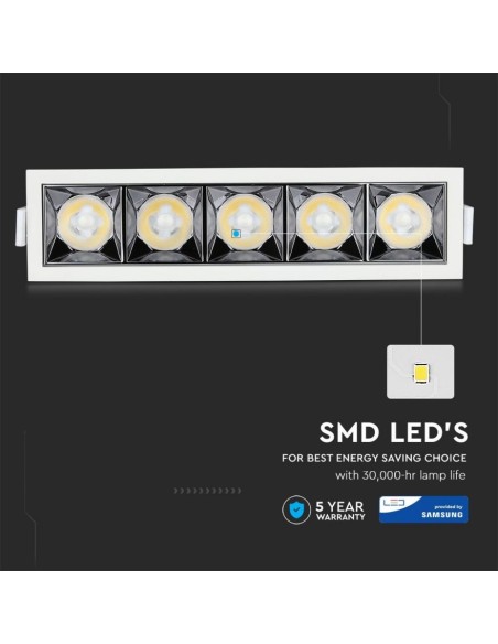 Faretto LED Chip Samsung da Incasso 20W (5*4W) UGR minore 19 12 gradi 5700K CRI maggiore 90-preview 1389