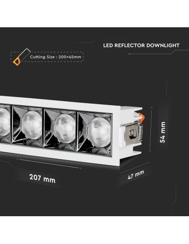 Faretto LED Chip Samsung da Incasso 20W (5*4W) UGR minore 19 12 gradi 5700K CRI maggiore 90-preview 1393