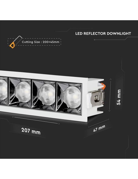 Faretto LED Chip Samsung da Incasso 20W (5*4W) UGR minore 19 12 gradi 5700K CRI maggiore 90-preview 1393