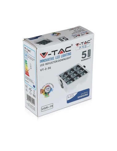 Faretto LED Chip Samsung da Incasso 36W (9*4W) UGR minore 19 36 gradi 5700K CRI maggiore 90-preview 1641