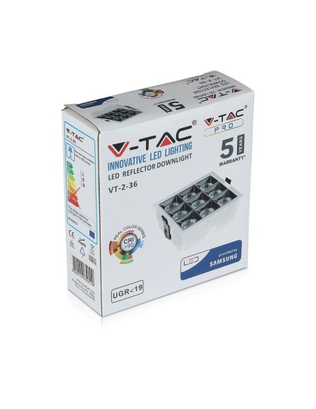 Faretto LED Chip Samsung da Incasso 36W (9*4W) UGR minore 19 36 gradi 5700K CRI maggiore 90-preview 1641