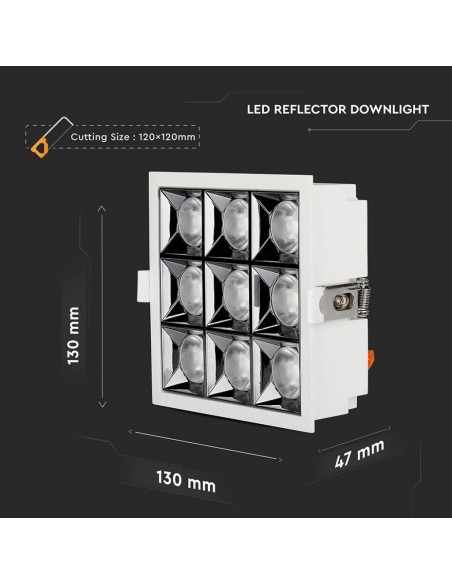 Faretto LED Chip Samsung da Incasso 36W (9*4W) UGR minore 19 36 gradi 5700K CRI maggiore 90-preview 1647