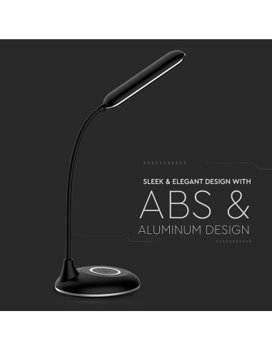 Lampada LED da Tavolo Rotonda 4W Multifunzione 3 in 1 con Caricatore Wireless Colore Nero-preview 7160