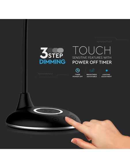 Lampada LED da Tavolo Rotonda 4W Multifunzione 3 in 1 con Caricatore Wireless Colore Nero-preview 7161