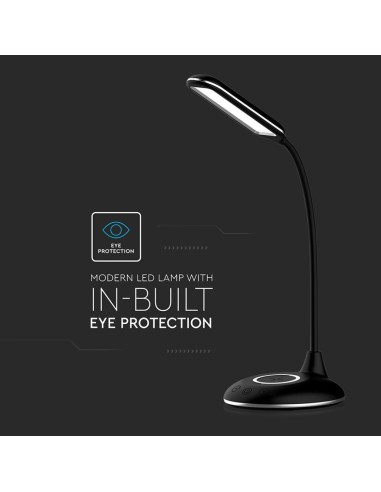 Lampada LED da Tavolo Rotonda 4W Multifunzione 3 in 1 con Caricatore Wireless Colore Nero-preview 7162