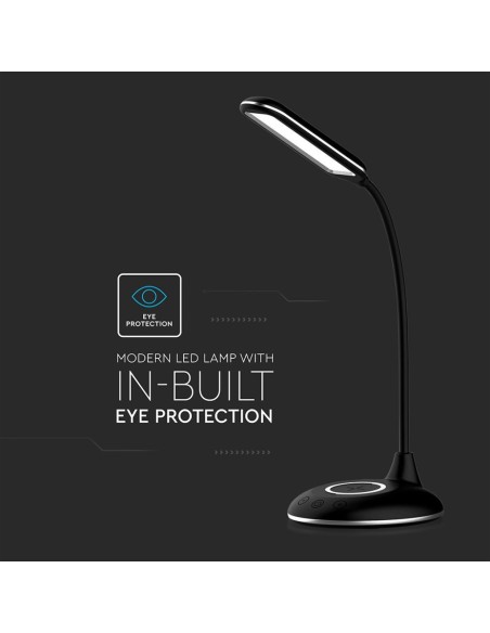 Lampada LED da Tavolo Rotonda 4W Multifunzione 3 in 1 con Caricatore Wireless Colore Nero-preview 7162