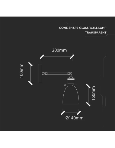 Lampada LED da Muro con Portalampada E27 (Max 60W) con Campana in Vetro d 140mm IP20-preview 2911