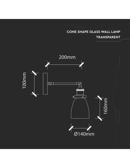 Lampada LED da Muro con Portalampada E27 (Max 60W) con Campana in Vetro d 140mm IP20-preview 2911