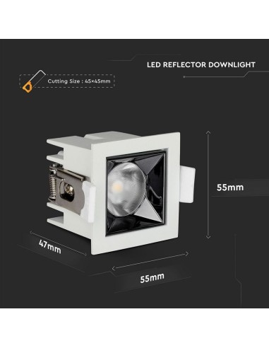 Faretto LED Chip Samsung da Incasso 4W UGR minore 19 12 gradi 5700K CRI maggiore 90-preview 1263