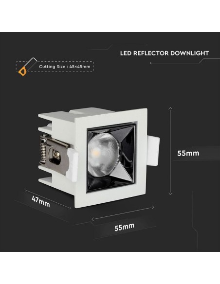 Faretto LED Chip Samsung da Incasso 4W UGR minore 19 12 gradi 5700K CRI maggiore 90-preview 1263