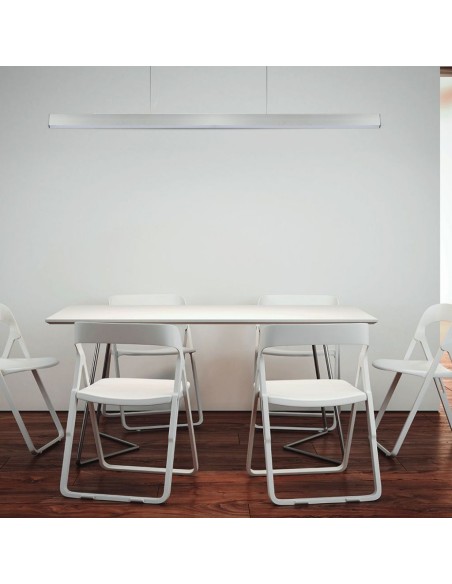 Plafoniera LED Chip Samsung a Sospensione 40W Lineare Colore Argento 4000K-prodotto in ambiente