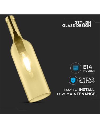 Lampadario LED a Bottiglia in Vetro con Portalampada E14 (Max 60W) Colore Ambrato-preview 2793