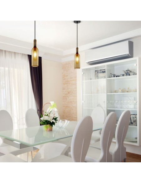 Lampadario LED a Bottiglia in Vetro con Portalampada E14 (Max 60W) Colore Marrone-preview 2814