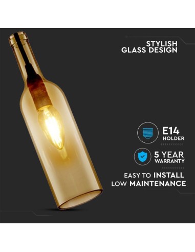 Lampadario LED a Bottiglia in Vetro con Portalampada E14 (Max 60W) Colore Marrone-preview 2815