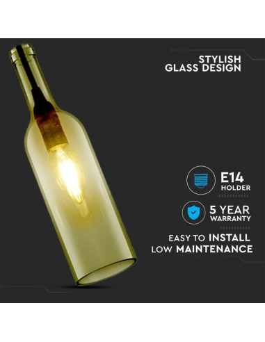 Lampadario LED a Bottiglia in Vetro con Portalampada E14 (Max 60W) Colore Grigio-preview 2812