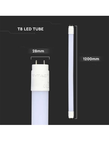 Tubo LED Chip Samsung T8 16 5W 112LM/W G13 120cm In Nanoplastica Ruotabile 6500K-dimensioni