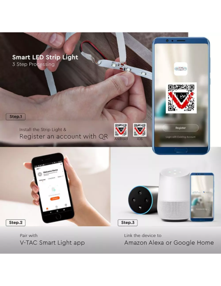 Kit per Strip LED SMD5050 4W/m 54LED/m RGB e 3in1 5 metri 12V Con Controllo Wifi-preview42