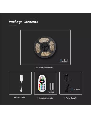 Kit per Strip LED SMD5050 4W/m 54LED/m RGB e 3in1 5 metri 12V Con Controllo Wifi-preview46