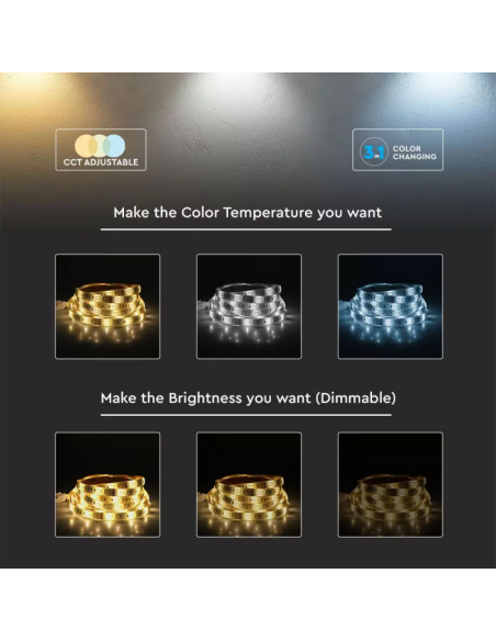 Kit per Strip LED SMD5050 4W/m 54LED/m RGB e 3in1 5 metri 12V Con Controllo Wifi-preview53