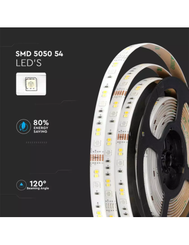 Kit per Strip LED SMD5050 4W/m 54LED/m RGB e 3in1 5 metri 12V Con Controllo Wifi-preview54