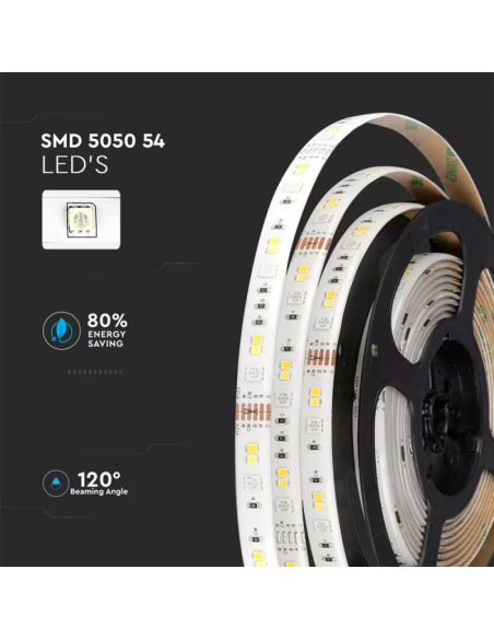 Kit per Strip LED SMD5050 4W/m 54LED/m RGB e 3in1 5 metri 12V Con Controllo Wifi-preview54