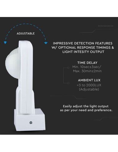 Sensore di Movimento a Infrarossi Rilevamento a 360 gradi Colore Bianco 1000W-preview 1859