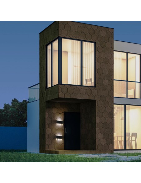 Applique LED da Muro 7W Doppio Fascio Luminoso Corpo Nero 4000K IP65-prodotto in ambiente