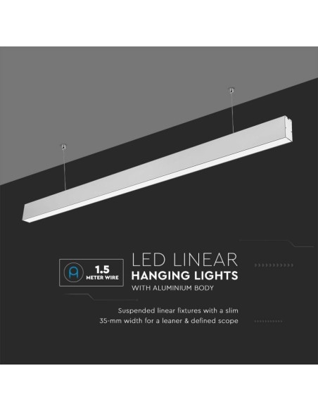 Plafoniera LED Chip Samsung a Sospensione 40W Lineare Colore Argento 4000K-preview 5557