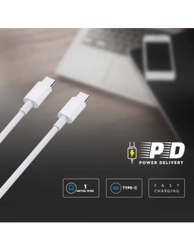 Cavo da USB Tipo C a USB Tipo C 1m Ricarica Rapida 3.1A 60W Colore Bianco-preview 3312