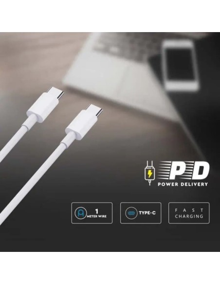 Cavo da USB Tipo C a USB Tipo C 1m Ricarica Rapida 3.1A 60W Colore Bianco-preview 3312