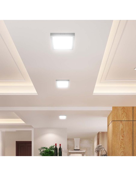 Pannello LED 12W Montaggio a Plafone Quadrato Colore Bianco 4000K-prodotto in ambiente
