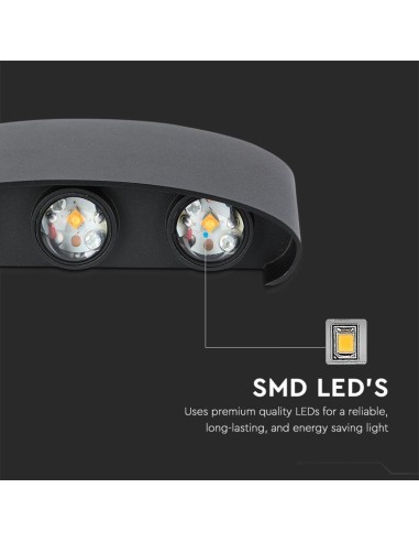 Applique LED da Muro 6W Doppio Fascio Luminoso Corpo Nero 3000K IP65-preview 7185