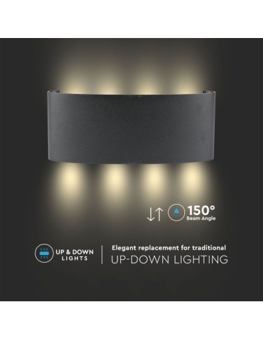 Applique LED da Muro 7W Doppio Fascio Luminoso Corpo Nero 4000K IP65-preview 7205