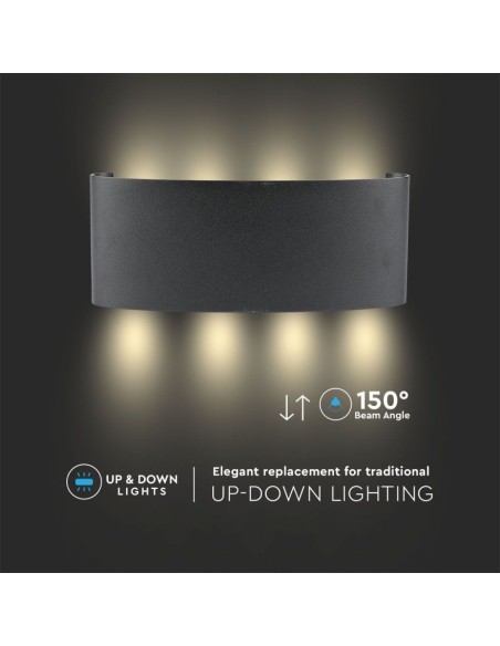 Applique LED da Muro 7W Doppio Fascio Luminoso Corpo Nero 4000K IP65-preview 7205