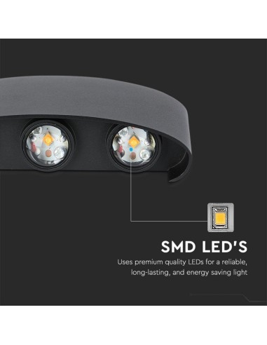 Applique LED da Muro 7W Doppio Fascio Luminoso Corpo Nero 4000K IP65-preview 7207