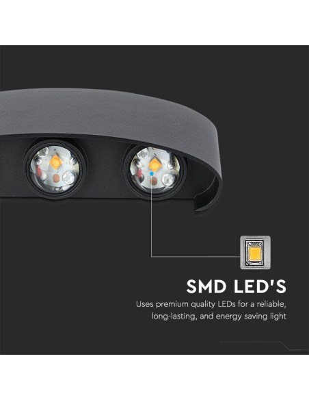 Applique LED da Muro 7W Doppio Fascio Luminoso Corpo Nero 4000K IP65-preview 7207