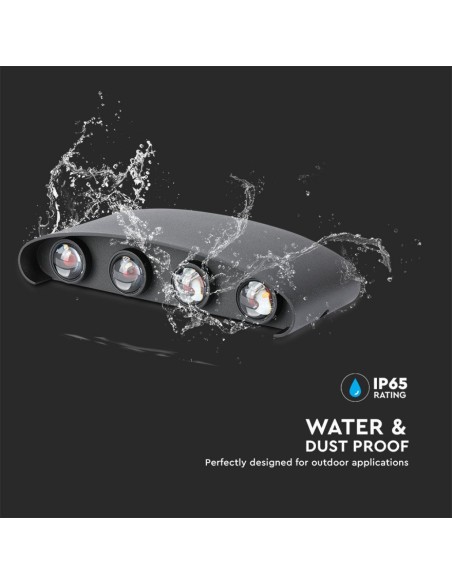 Applique LED da Muro 7W Doppio Fascio Luminoso Corpo Nero 4000K IP65-preview 7209