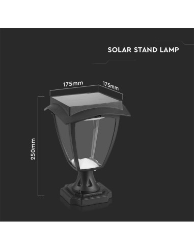 Lampada LED Solare Samsung da Terra Colore Nero Opaco 3000K+6000K IP65-dimensioni