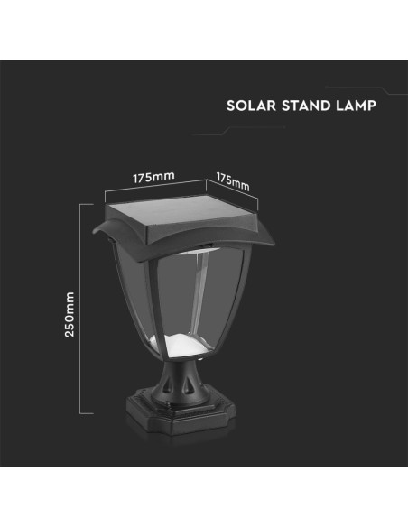 Lampada LED Solare Samsung da Terra Colore Nero Opaco 3000K+6000K IP65-dimensioni