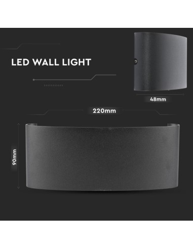Applique LED da Muro 7W Doppio Fascio Luminoso Corpo Nero 4000K IP65-dimensioni