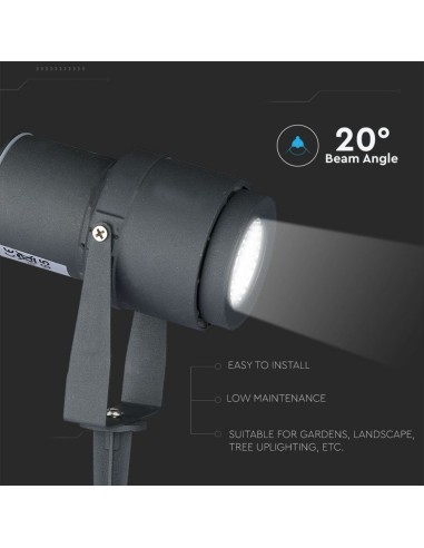 Faretto LED da Giardino 12W con Picchetto Colore Grigio 3000K IP65-preview 6938