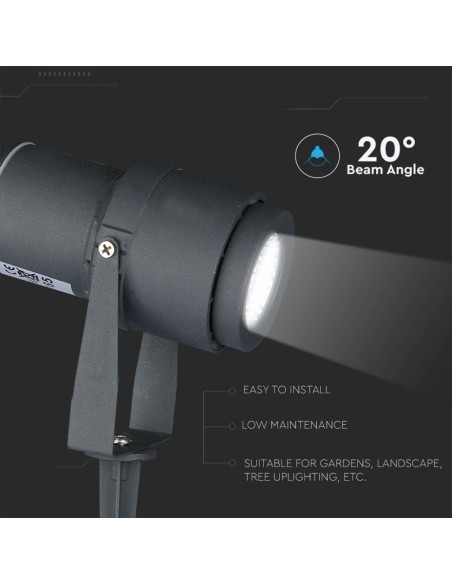 Faretto LED da Giardino 12W con Picchetto Colore Grigio 3000K IP65-preview 6938
