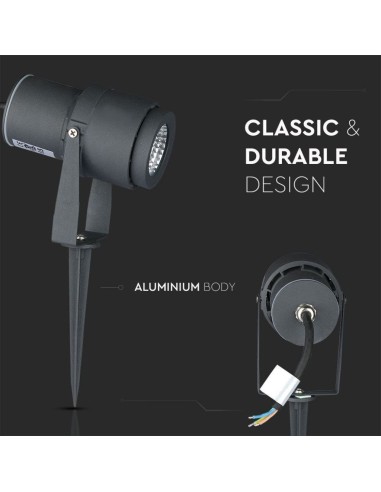 Faretto LED da Giardino 12W con Picchetto Colore Grigio 3000K IP65-preview 6940