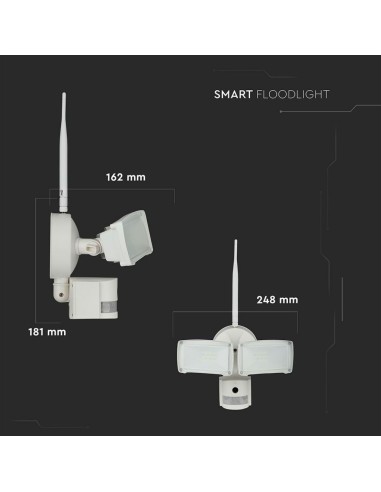 Faro LED 18W con Sensore PIR e Telecamera WiFi Colore Bianco 6000K-preview 3146