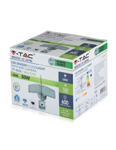 Faro LED 18W con Sensore PIR e Telecamera WiFi Colore Bianco 6000K-preview 3148