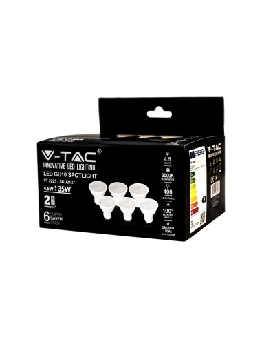 Faretto LED GU10 4 5W 100 gradi Copertura Satinata 4000K (Box 6 Pezzi)-imballo