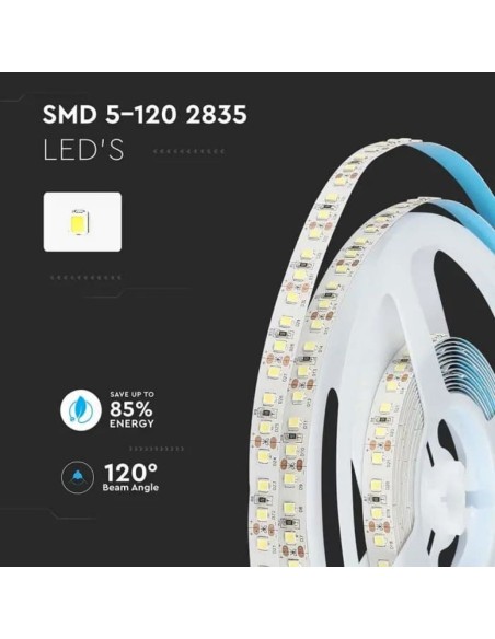 Strip LED Samsung SMD2835 12W/m 5m 120 LED/m 12V 4000K IP20 10mm-preview 5486