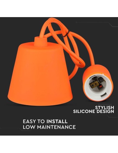 Portalampada a Sospensione E27 (Max 60W) in Silicone Arancione-preview 2638