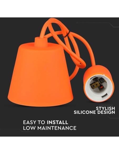 Portalampada a Sospensione E27 (Max 60W) in Silicone Arancione-preview 2638