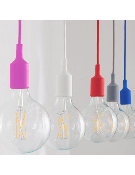 Portalampada a Sospensione E27 (Max 60W) in Silicone Arancione-preview 2639